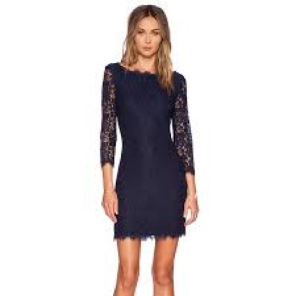 NWOT Diane Von Furstenburg Navy Cocktail Dress  4